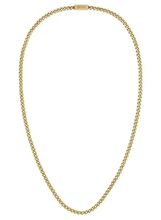 Premium Men's Chain Necklace in Yellow Gold Finish (Classic Link Design, 55 cm) ry0r8