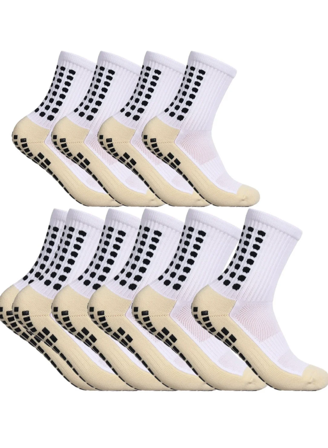 Premium Non-Slip Grip Socks for Football Training Wear-Resistant Athletic Performance Gear (5 Pairs, One Size) lzc2g