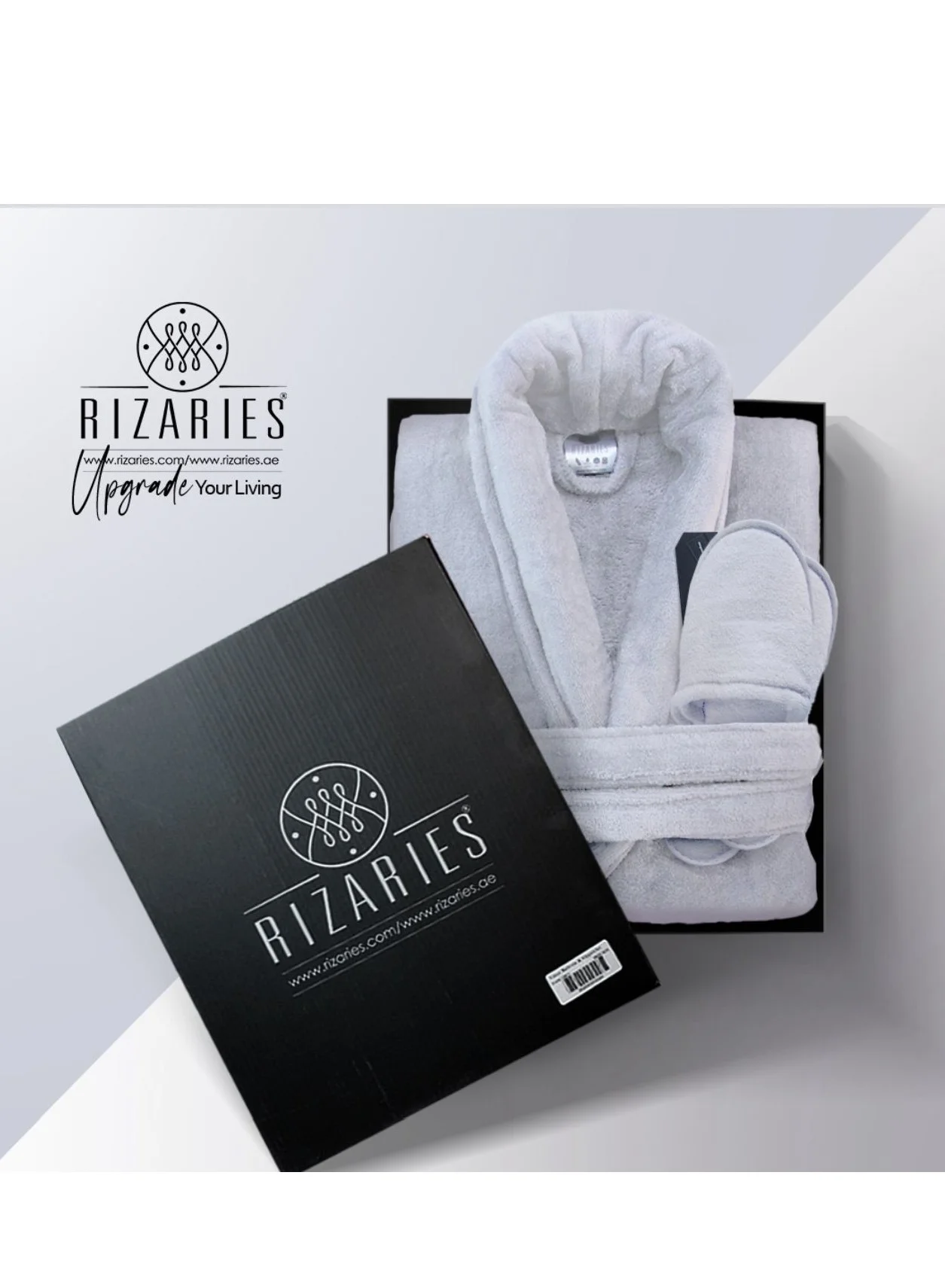 RIZARIES Luxury Bathrobe Set Soft Velour Cotton Premium Hotel Quality (White, 2 Pieces) m6jyi