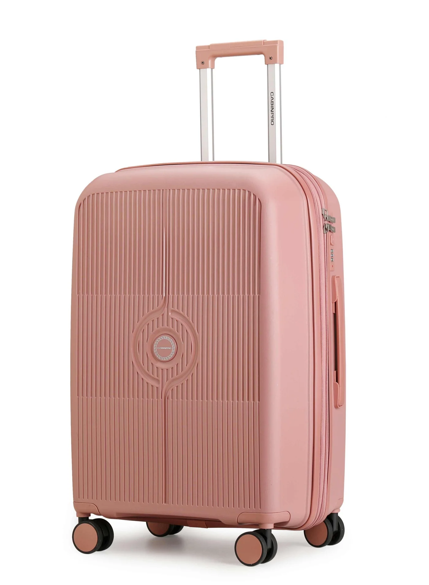 CABINPRO Expandable Medium Checked Spinner Luggage, Lightweight Hard Shell Trolley with 360¡ã Twin Wheels (Rose, 65 cm) 7vd56