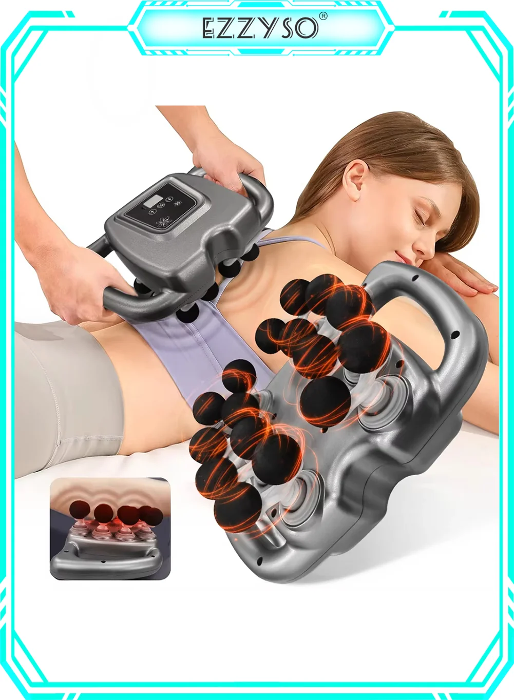 EzzySo Percussion Deep Tissue Muscle Massage Gun with 16 Interchangeable Heads Portable Handheld Device for Full Body Recovery wbzjw