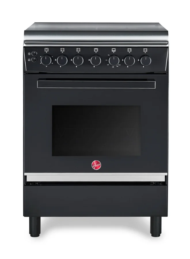 HOOVER 60x60cm Freestanding Gas Cooker with 4 Burners, Gas Oven & Grill, Auto Ignition, Cast Iron Support, Black (60x60cm) zngev