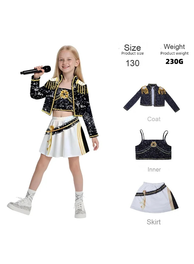 Premium Kpop Inspired Cosplay Performance Outfit for Girls (Stage Performance Costume, Multi-Color, Size Small) 6m8vy