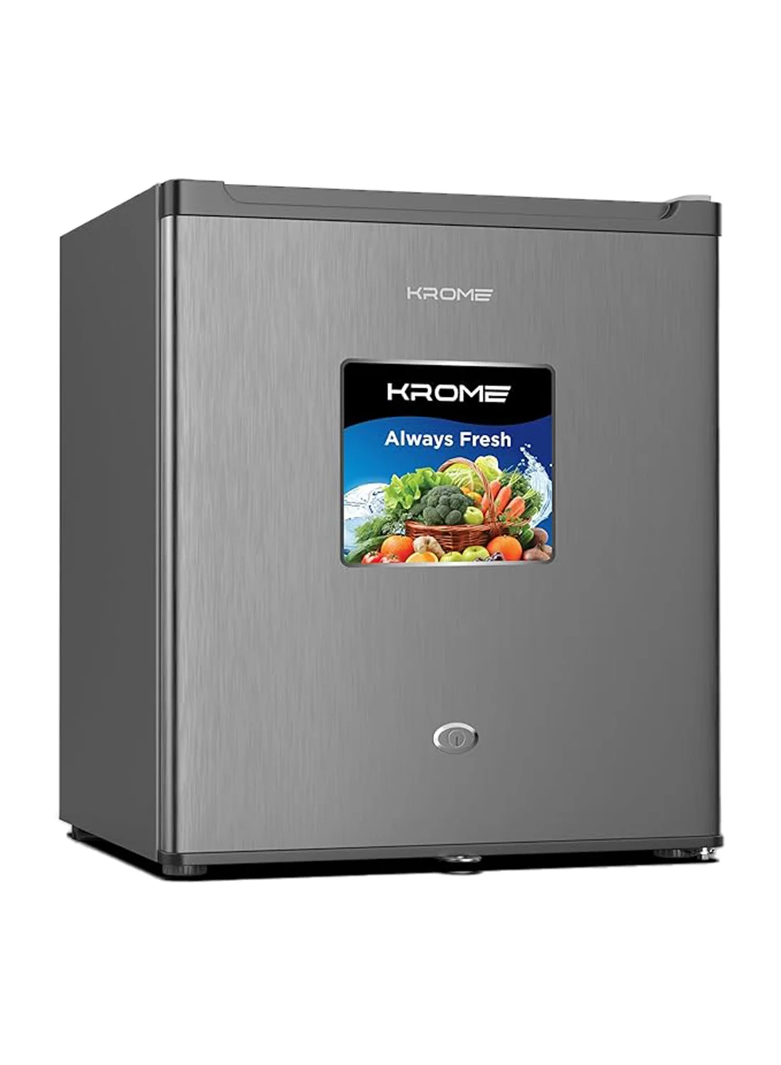 Krome 60L Single Door Mini Refrigerator Compact Freestanding Fridge for Kitchen Bedroom Office (Inox, 60L) dfypr