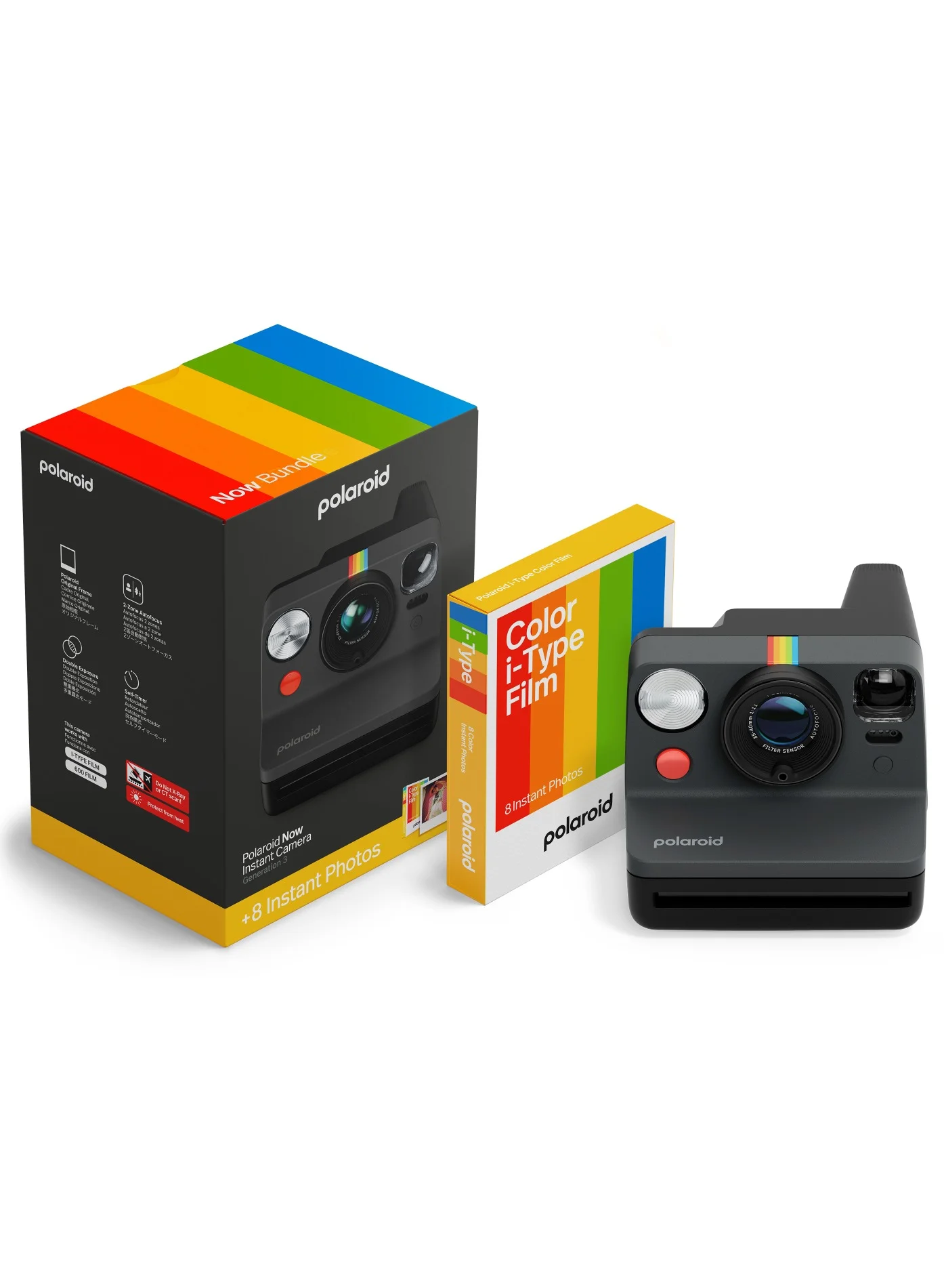 Premium Analog Instant Camera Starter Set with Autofocus 2-Lens System and USB-C Charging (Black, 1 Set) qhm6h