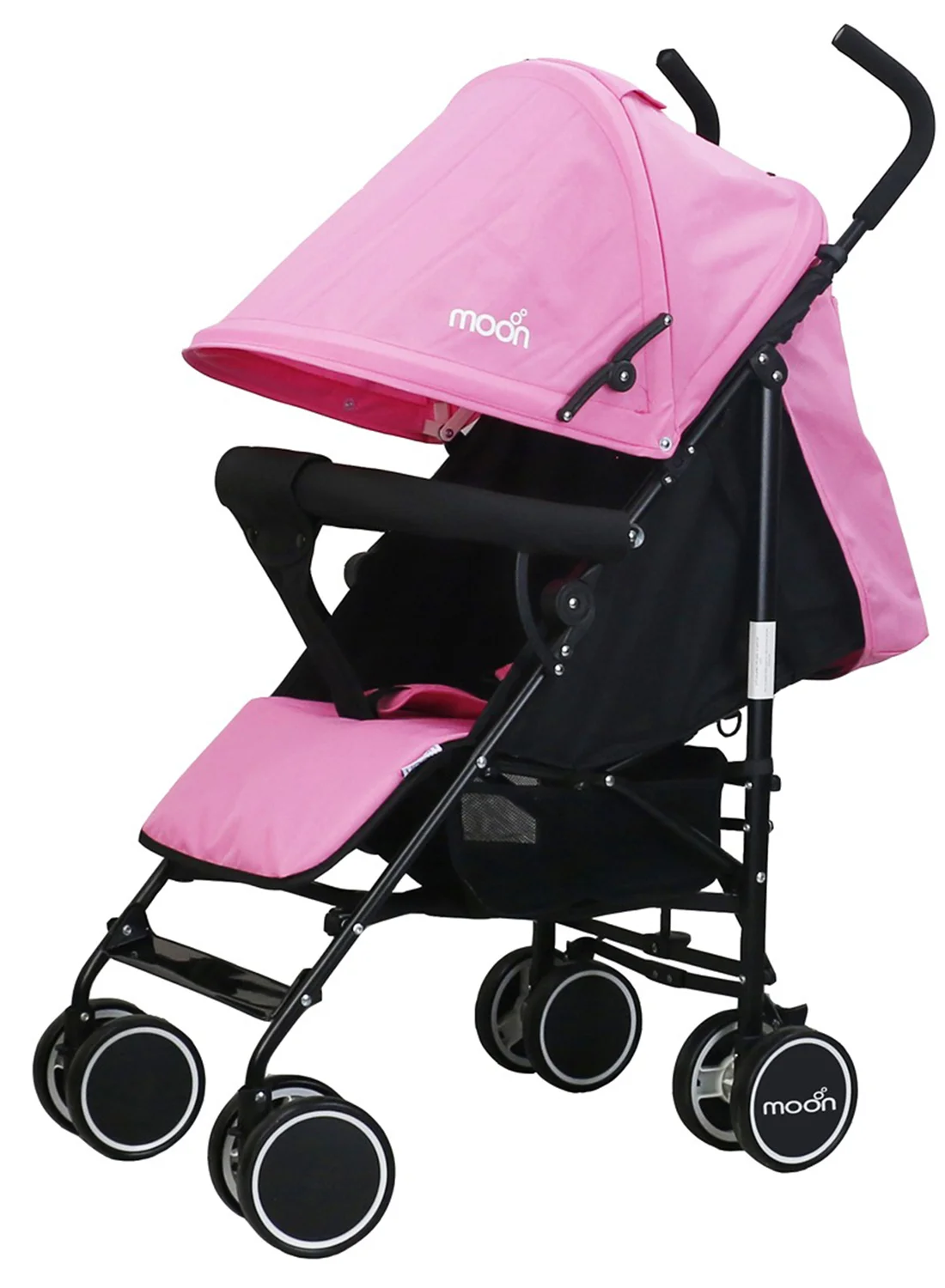 Moon Stroller Lightweight Compact Foldable Pushchair for Infants and Toddlers (Pink and Black, 18 kg Capacity) xo2nz