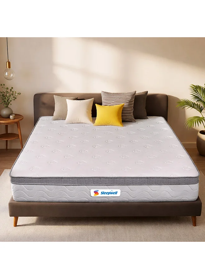 Sleepwell Executive Bonnell Spring Mattress with Memory Foam Comfort and Spinal Support (White, 200x180x25 cm) gqif7