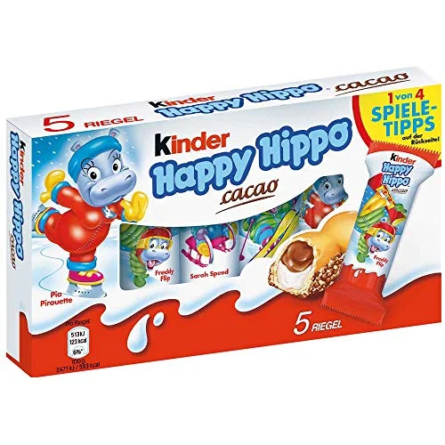 Kinder Happy Hippo Cocoa Cream Wafer Bars with Hazelnut Filling (5 Pack, 103.5g) ad3j1