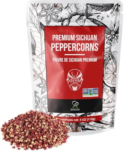 Soeos Sichuan Red Peppercorns Premium Authentic Spice for Asian Cuisine (Red, 113g) d7g3e