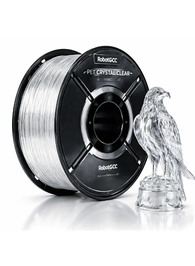 Robotgcc PET 3D Printer Filament 1.75mm Ultra Transparent High Strength Engineering Material (Clear, 1kg) 74oo4