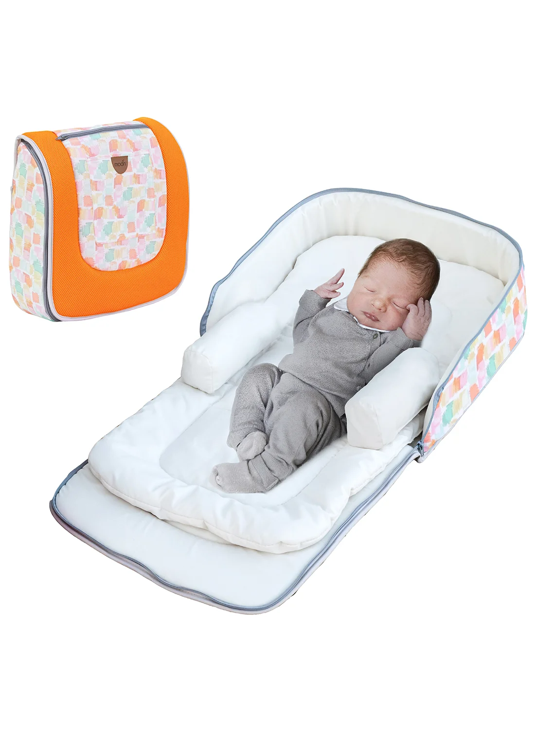 Moon 2-In-1 Travel Baby Bed and Backpack Portable Foldable Bassinet for Infants (Grey, 1 Pack) 51k32