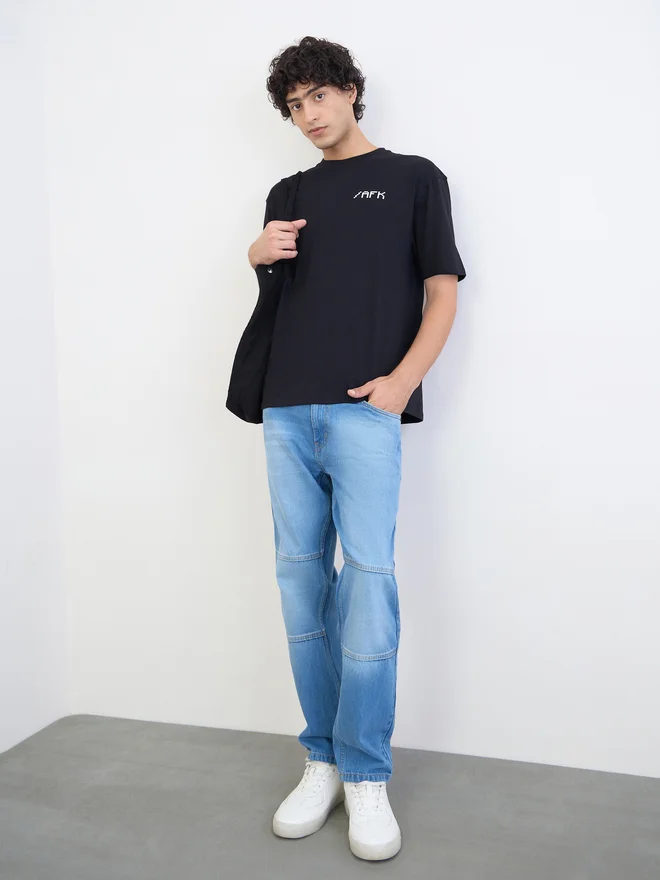 Styli Men Regular Fit Paneled Jeans Premium Denim Casual Trousers for Men (Blue, 32) pz1ew