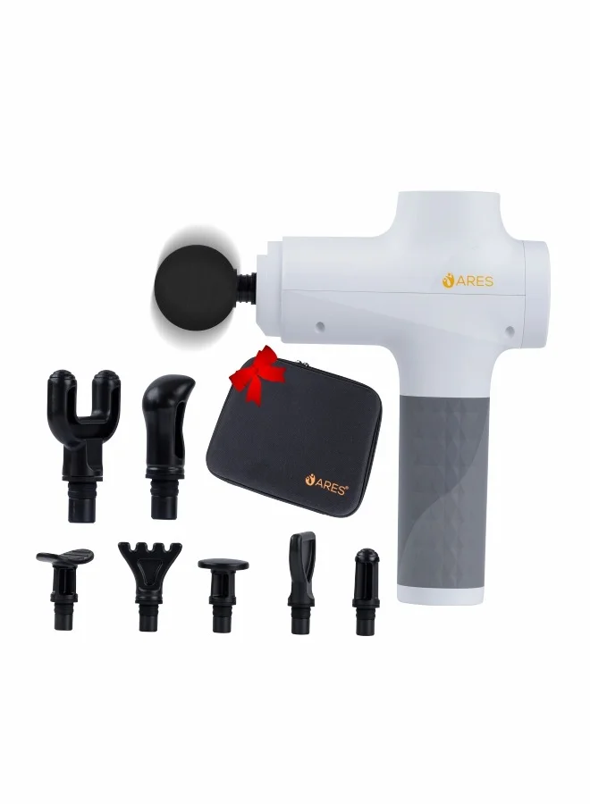 ARES Professional Percussion Massage Gun (6 Speed Modes, 8 Interchangeable Heads) Deep Tissue Muscle Recovery Device og5ls