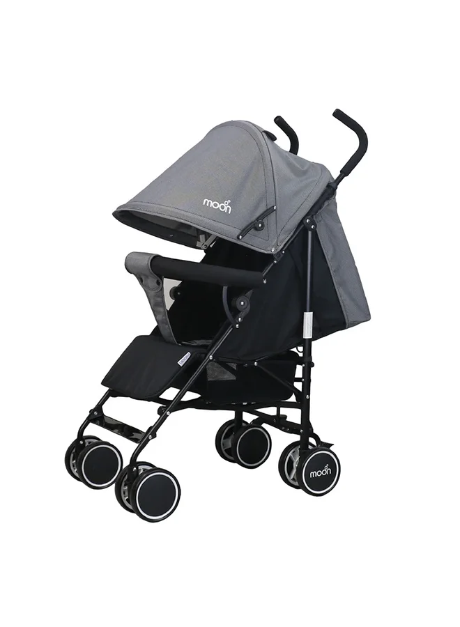Moon Strek Stroller Lightweight Compact Foldable Travel System (Grey/Black, Single) twbsy