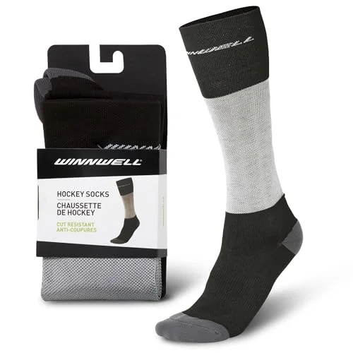Winnwell Cut-Resistant Hockey Socks Moisture-Wicking Performance Gear with Double-Padded Heel and Y-Seam Toe (X-Large) xckdw