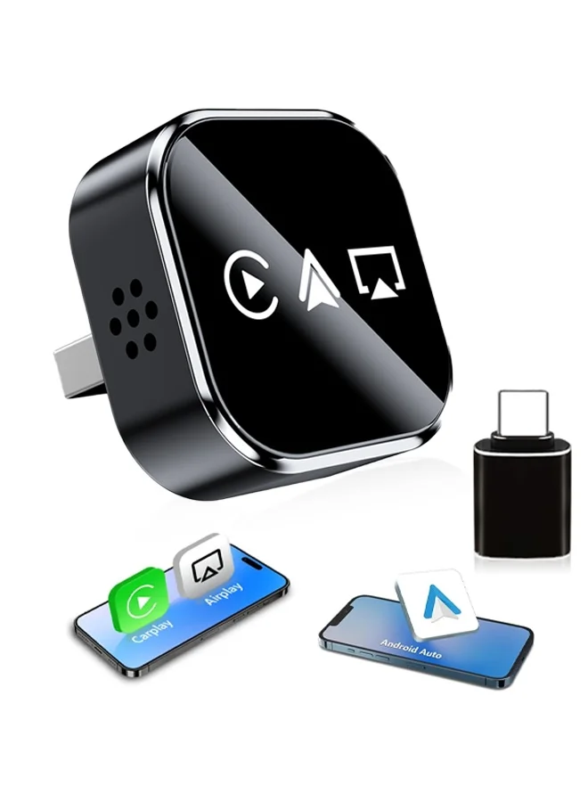 KORAX 3-in-1 Wireless CarPlay Adapter Premium Auto-Reconnect Dongle with 5G WiFi and Dual USB/Type-C Connectivity (Black) 81bff
