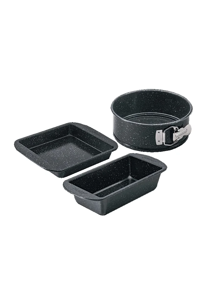 Premium Granite Non-Stick Bakeware Set (3-Piece Square Cake Tin, Loaf Tin, and Springform Pan) 19yo5