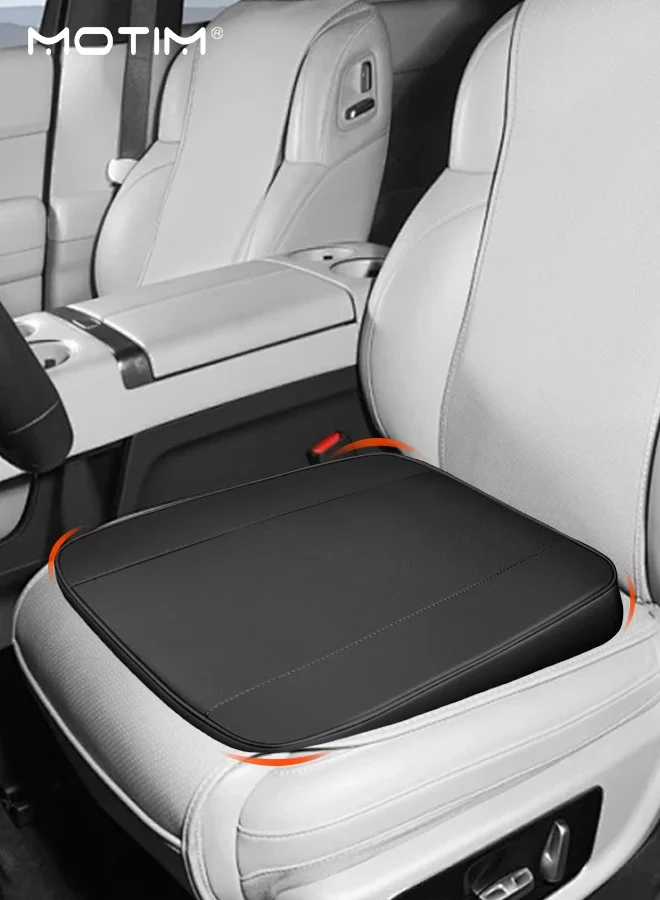 Motim Ergonomic Memory Foam Car Seat Cushion Premium Leather Breathable Support Pad for Driving Comfort (Black, 45x40x8 cm) 08xl0