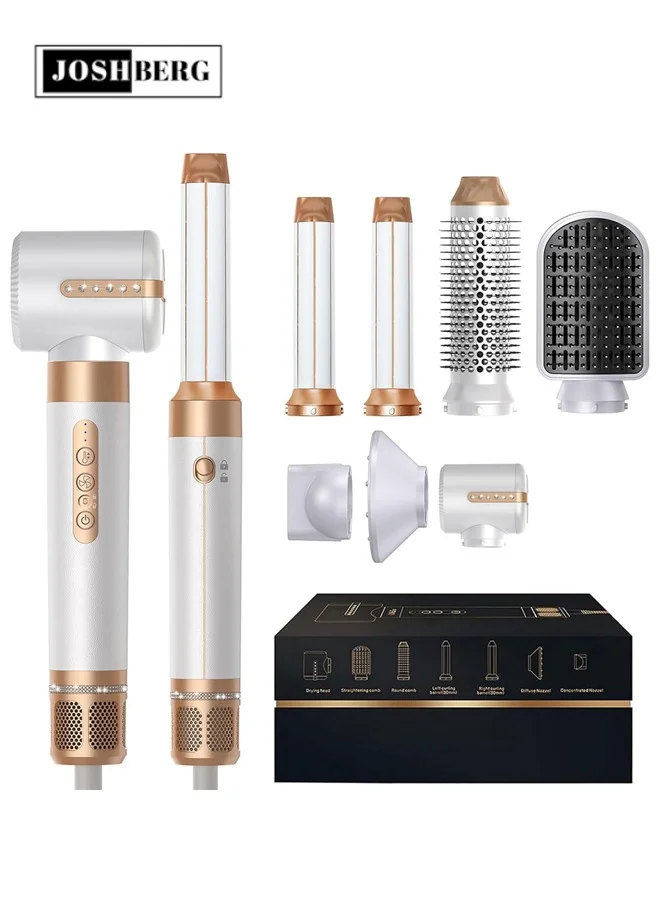 Joshberg 7-in-1 Professional Hair Styler Set, High-Speed Hot Air Brush, Hair Dryer & Curling Wand for Volumizing and Straightening (110000 RPM) ojvyg