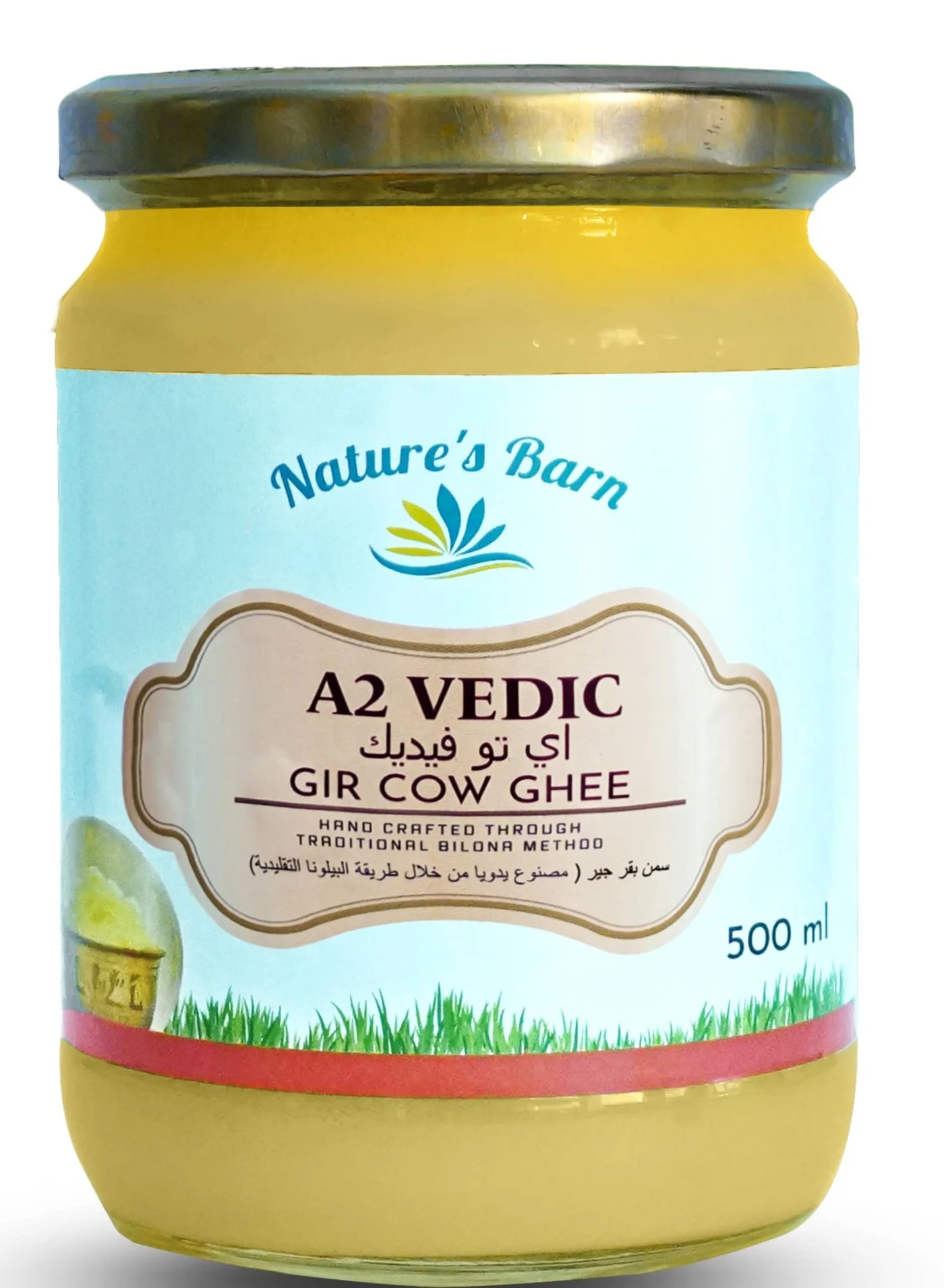 Nature's Barn A2 Vedic Gir Cow Ghee Traditional Bilona Method Grass Fed Premium Quality (500 mL) jnvjb