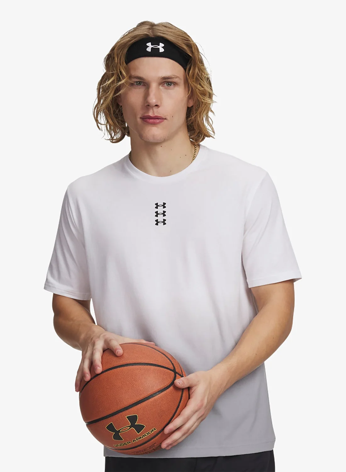 Athletic Hoops Triple Logo T-Shirt Premium Cotton Crew Neck Tee for Men (Black, Large) 8ukpd