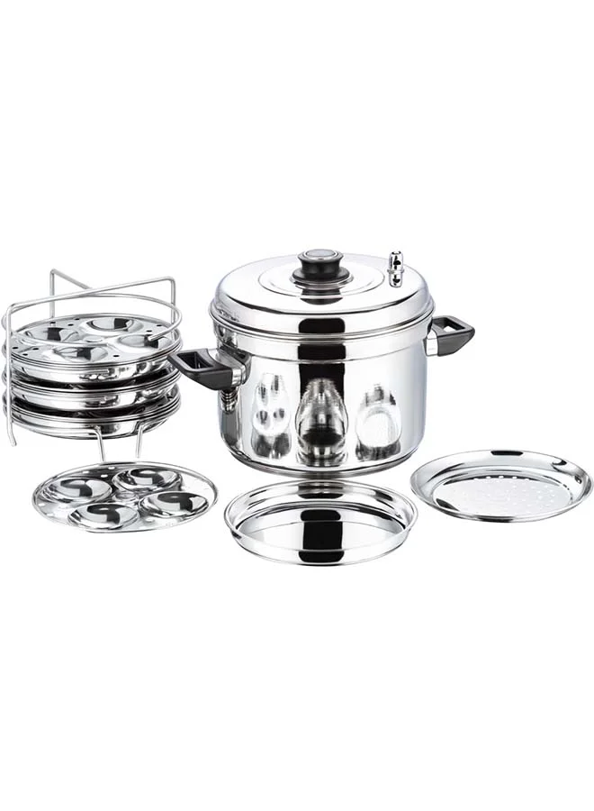 VINOD Stainless Steel Steamer Cooker Set Multi-Purpose Induction Compatible Pot (8 Plates) o7zaw