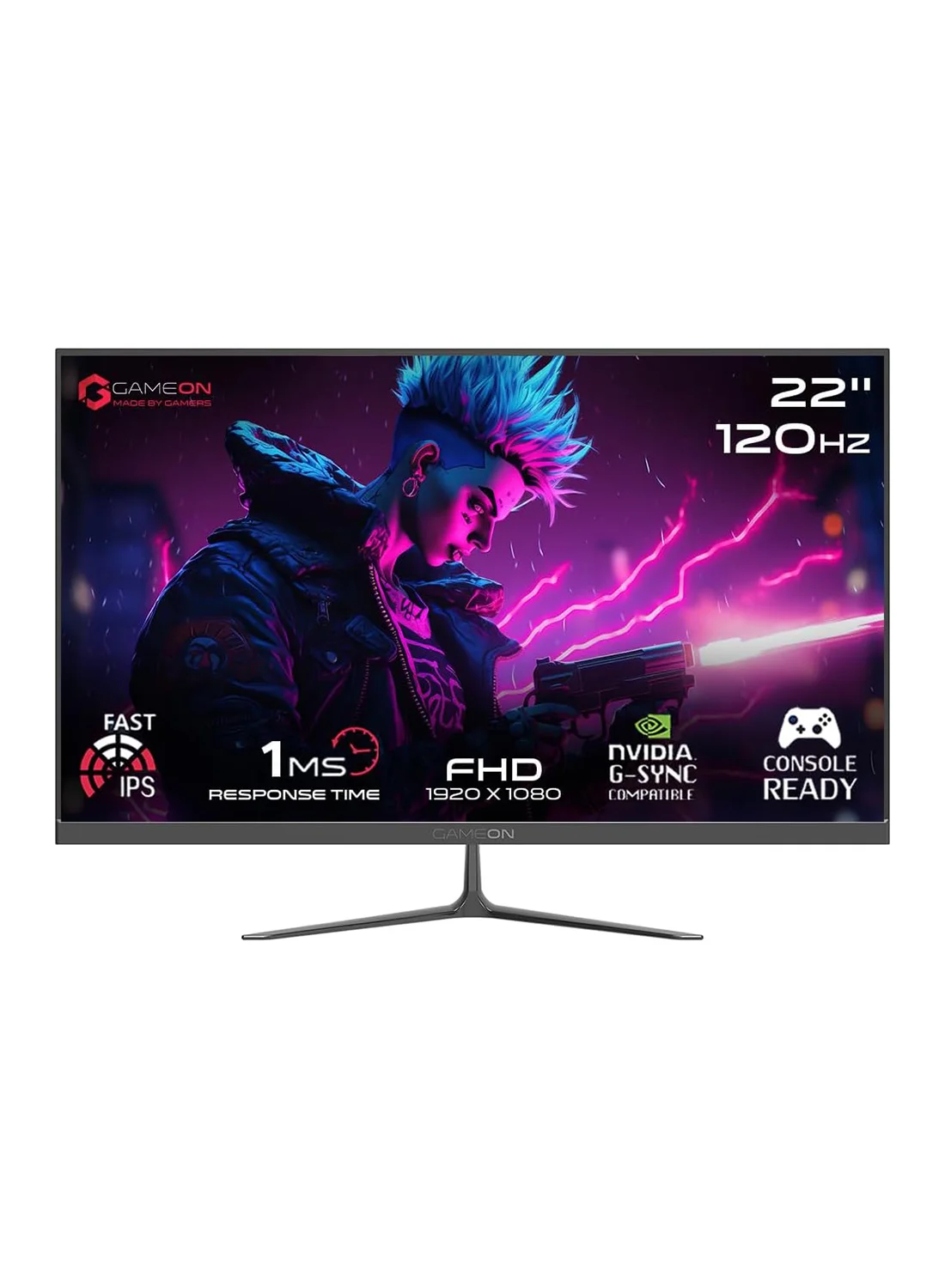 GAMEON 22-Inch Full HD Gaming Monitor IPS Panel 120Hz 0.5ms Ultra-Slim Design (Black, 22-Inch) kwhro