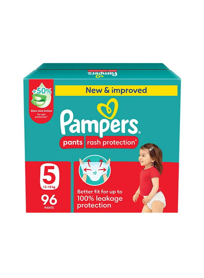 Premium Aloe Vera Infused Baby Pants Diapers (Size 5, 96 Count) p770v