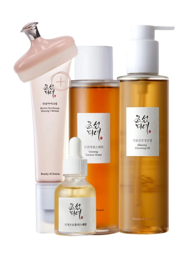 Ginseng Revitalizing Skincare Set Premium Botanical Cleansing Oil Essence Water Glow Serum and Eye Treatment (360 mL) 1bkog