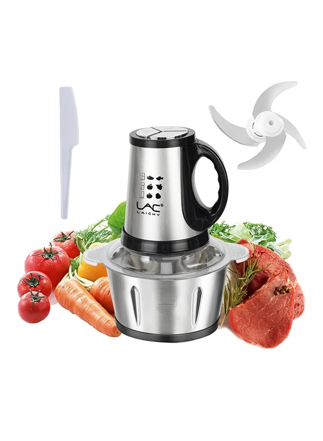 LAC Electric Food Chopper 3L Meat Grinder Stainless Steel Processor with 4-Sharp Blades (3 Speeds, 300W) s1rj7