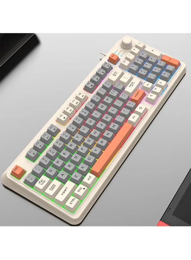 XUNFOX 94-Key Wired Gaming Keyboard with Three-Color Backlit LED for PC and Laptop (Compact Layout) ygomy