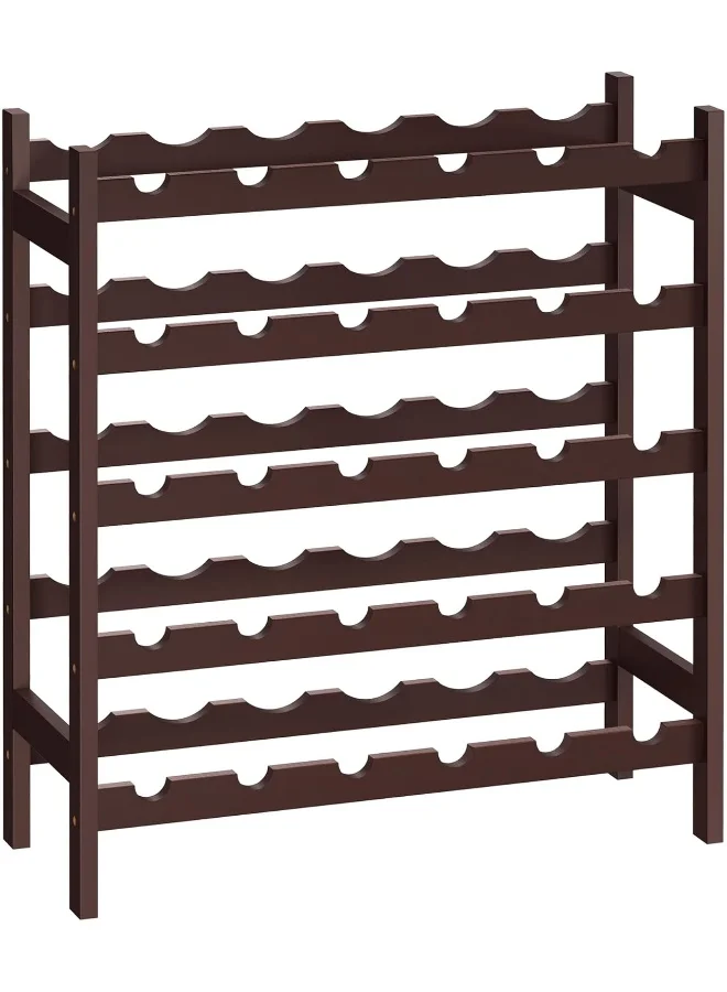 Premium Bamboo Wine Rack 5-Tier Freestanding Floor Display Stand for 30 Bottles (Espresso, 5-Tier) i9qnt