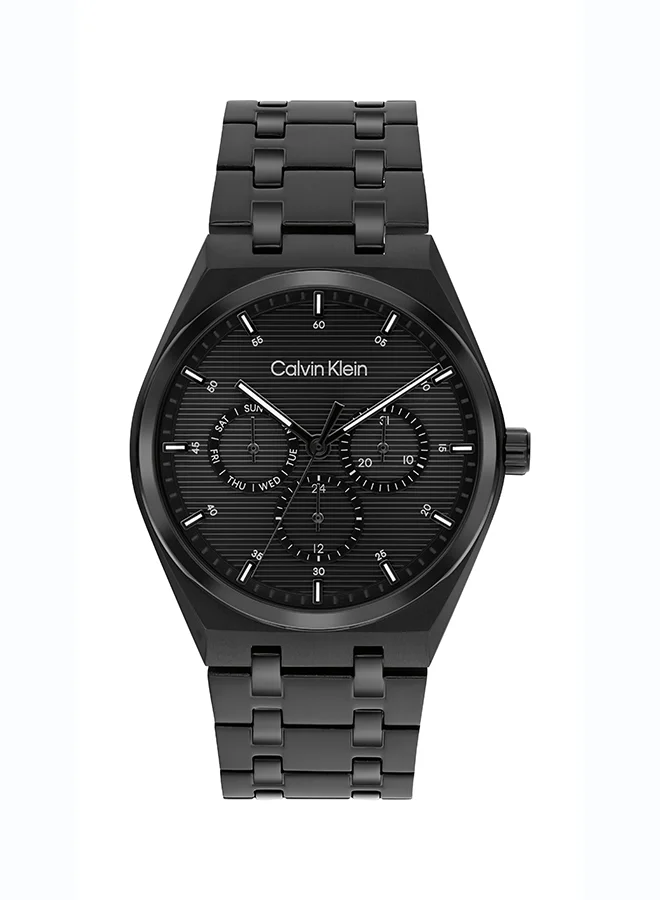 Premium Analog Quartz Men's Watch with Black Dial and Stainless Steel Bracelet (Black, One Size) n3sqk