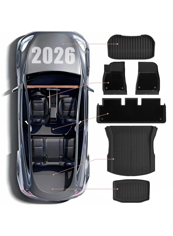 Premium TPE Floor Mats Set for Electric Sedan 2024-2026 (9-Piece Full Interior Protection, Waterproof, Black) 103oq