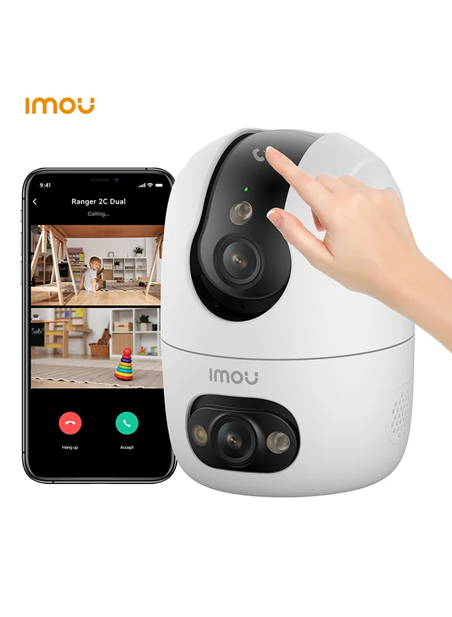 IMOU Ranger 2C Dual Indoor Security Camera 6MP Dual-Lens 2K Smart Tracking Wi-Fi 6 CCTV (White, 1 Unit) 9g2vw