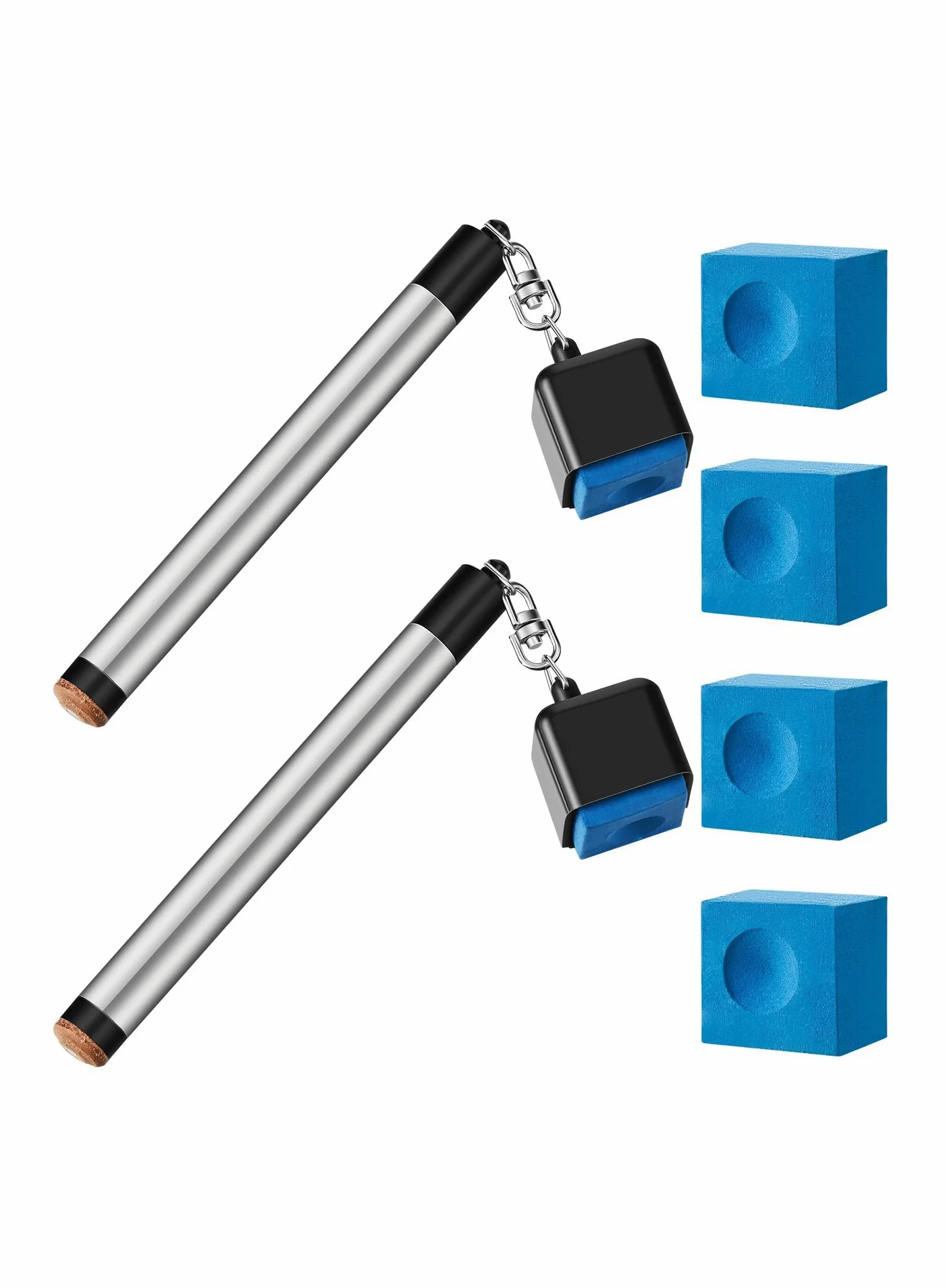 Excefore Billiard Cue Chalk Holder and Tip Tool Set with 4 Chalk Cubes (2 Pcs, Black) zwkka