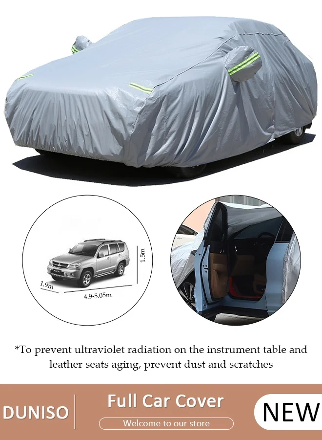 DUNISO Full Car Cover Sedan Universal Fit Weatherproof UV Protection Shield (Silver, Sedan) 6ouxc