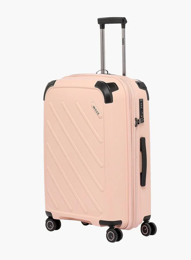 Wave Solid Hardcase Trolley Bag Premium Travel Luggage with Retractable Handle (24 Inches) cyqvz