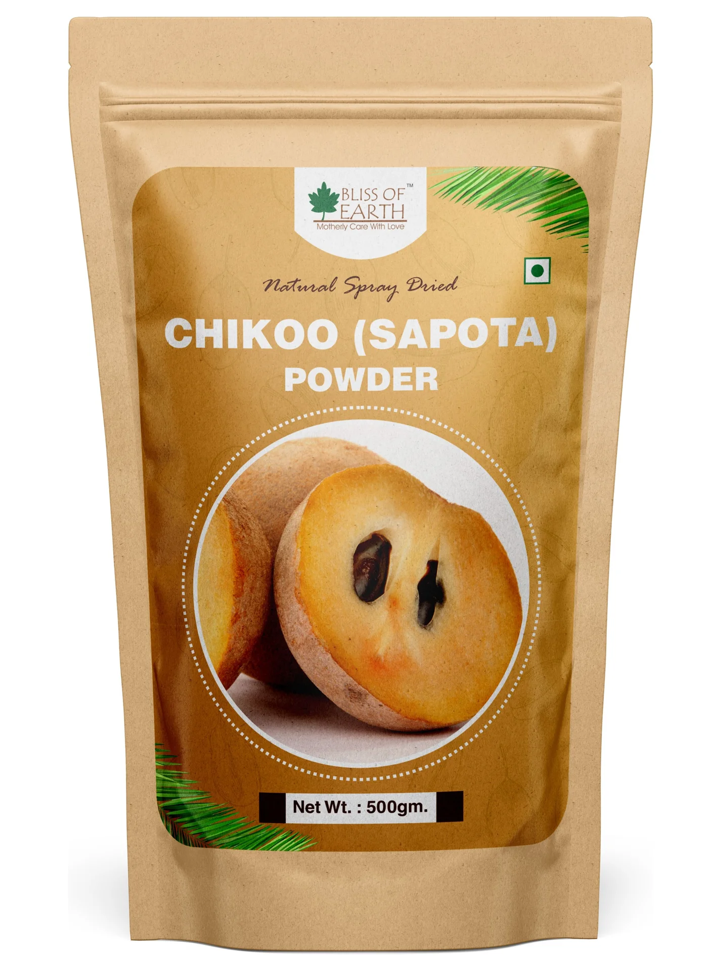 BLISS OF EARTH Natural Sapota Chikoo Powder Premium Spray Dried Fruit Extract for Smoothies and Baking (500g) zxvxp