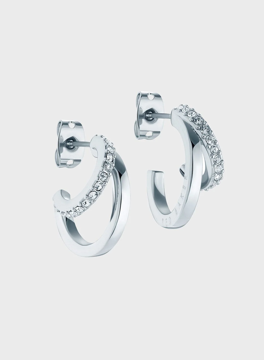 Premium Double Hoop Crystal Earrings Elegant Jewelry for Women (Gold Tone) gwtj8