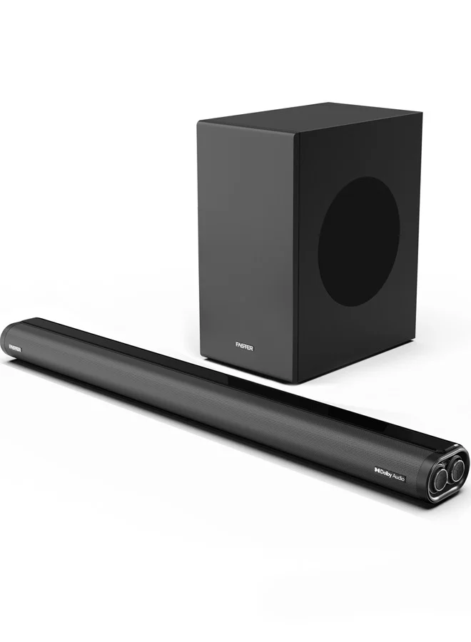 Faster T2000 2.1 Channel Home Theater Soundbar System with Wireless Subwoofer (160W, Bluetooth 5.0, HDMI ARC, Optical, USB, AUX) pkdw7