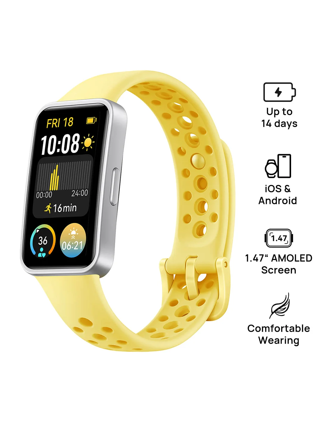 Smart Band 9 Fitness Tracker Ultra-Thin Design with Sleep Monitoring and Long-Lasting Battery (Lemon Yellow, 3.7 cm) fjm9v