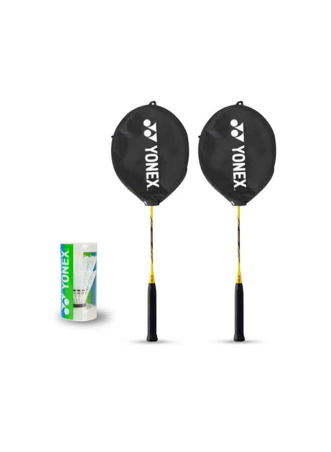 Premium 2-Player Badminton Set Lightweight Aluminum Rackets with Shuttlecocks (2-Piece Set) 56cg5