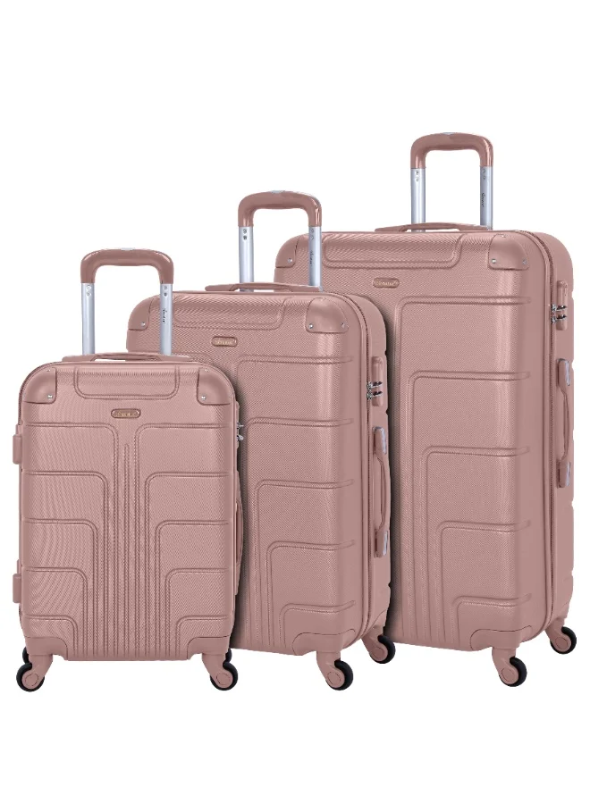SENATOR Hard Case Travel Luggage Set 3-Piece Lightweight ABS Trolley Suitcase with 360 Spinner Wheels (Rose Gold) hnpr9