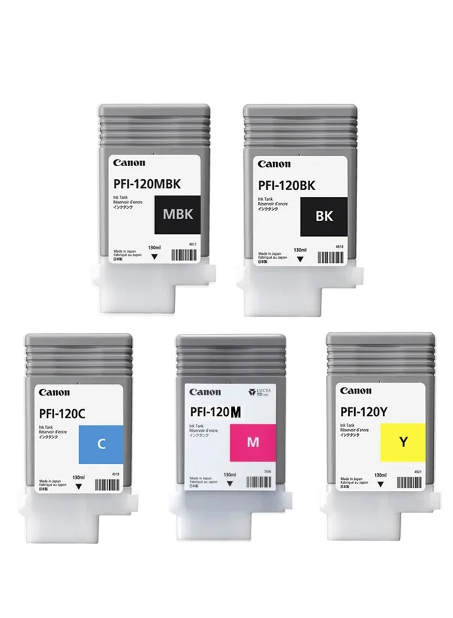 Premium Printer Ink Cartridge Set for Large Format Plotters (5-Color Multipack, 130 mL) ic5sb