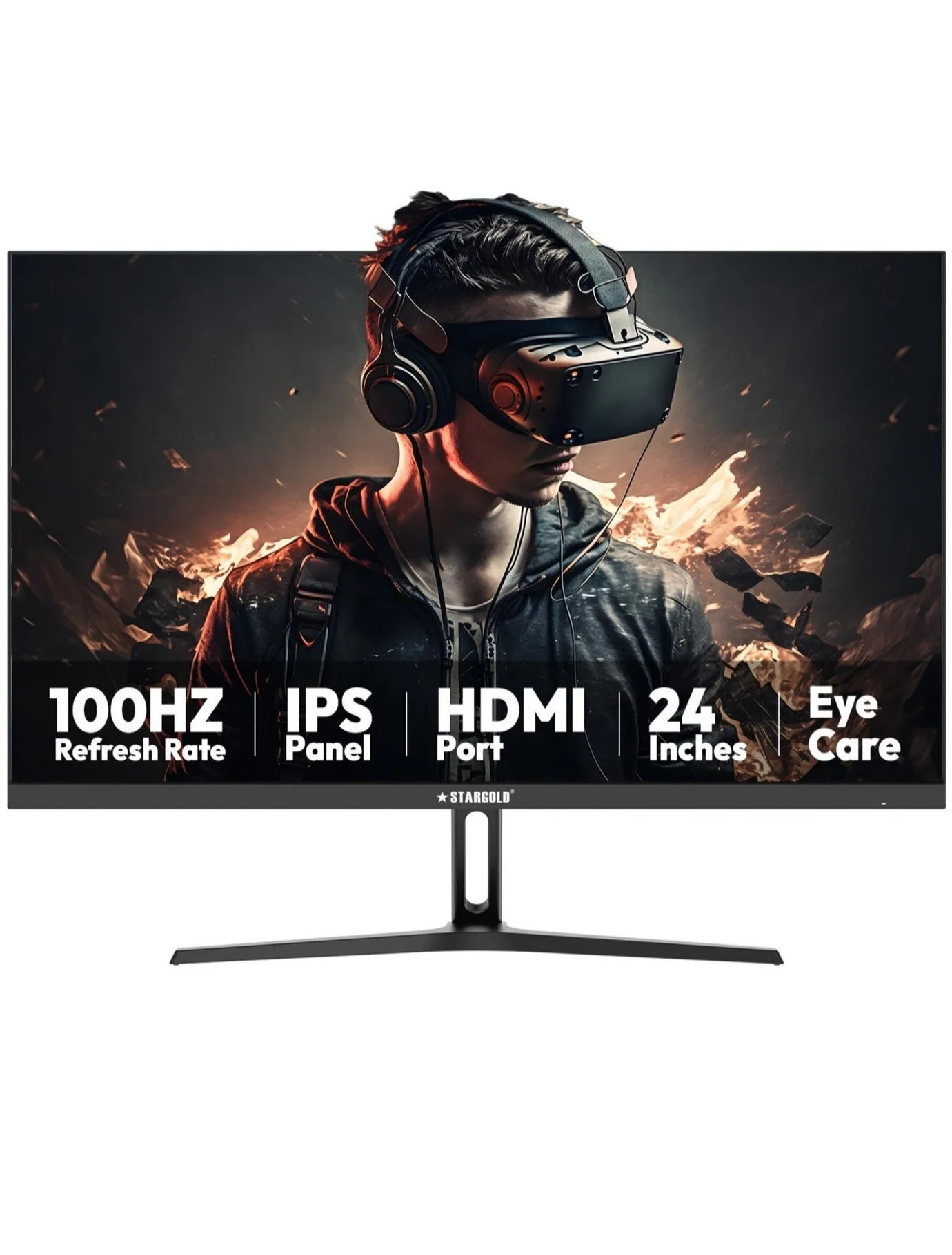 Stargold 24 Inch Full HD IPS Gaming Monitor 100Hz Frameless PC Display with HDMI (60 cm) okav5