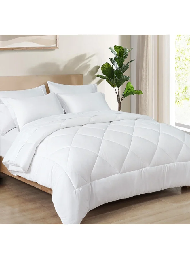 PHF 3-Piece King Bedding Set, Ultra Soft Breathable Muslin Comforter with Pillow Shams, Solid White (265 cm x 230 cm) rwjhb