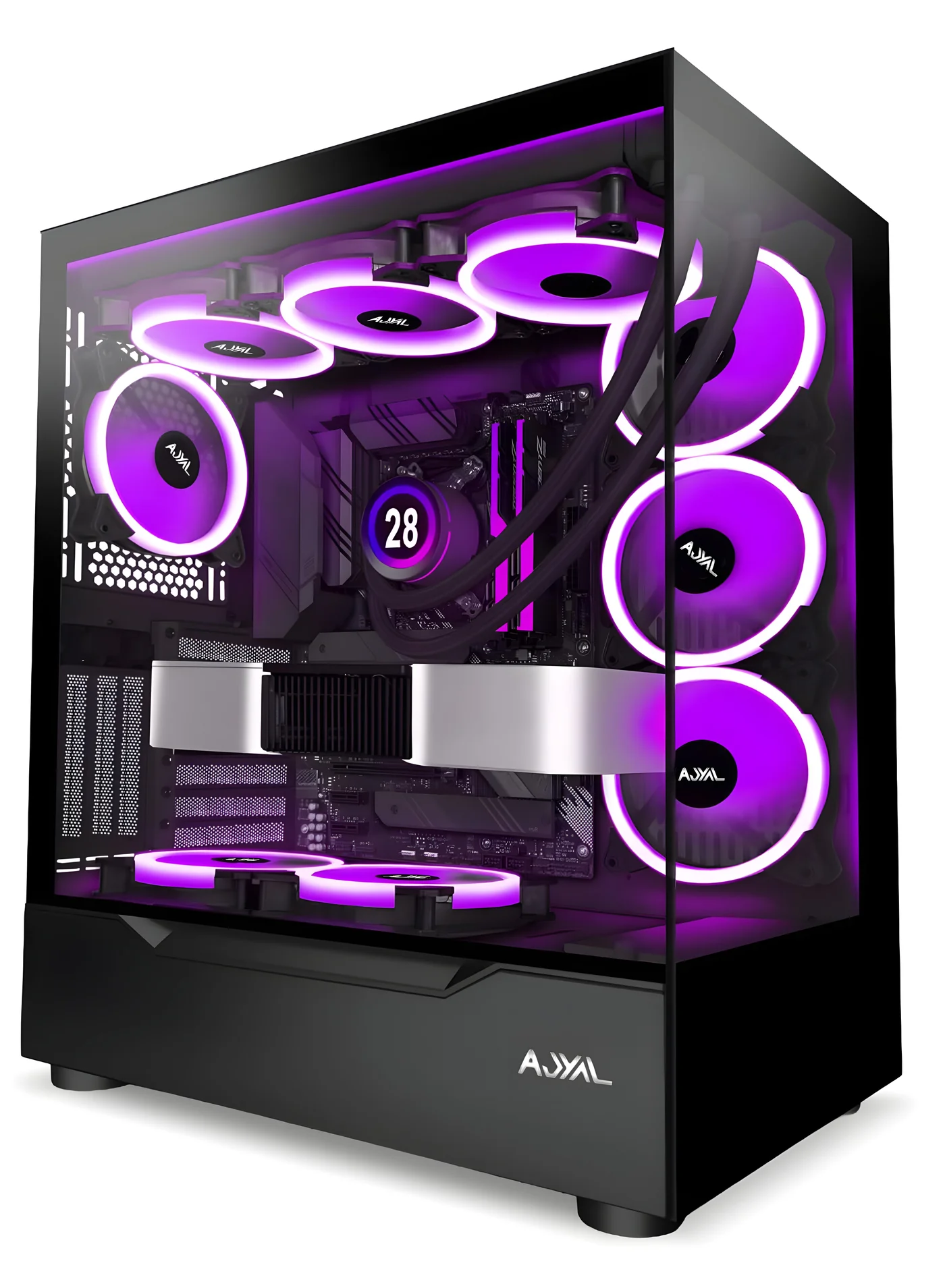 AJYAL Premium Gaming Desktop PC (Intel Core i5-14400F, 32GB RAM, 1TB NVMe SSD, 8GB Graphics, Windows 11 Pro) RGB Lighting il0hl