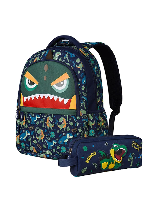 Nohoo Kids School Backpack with Pencil Case Set Dinosaur Pattern (Green, 40 cm) nvplj