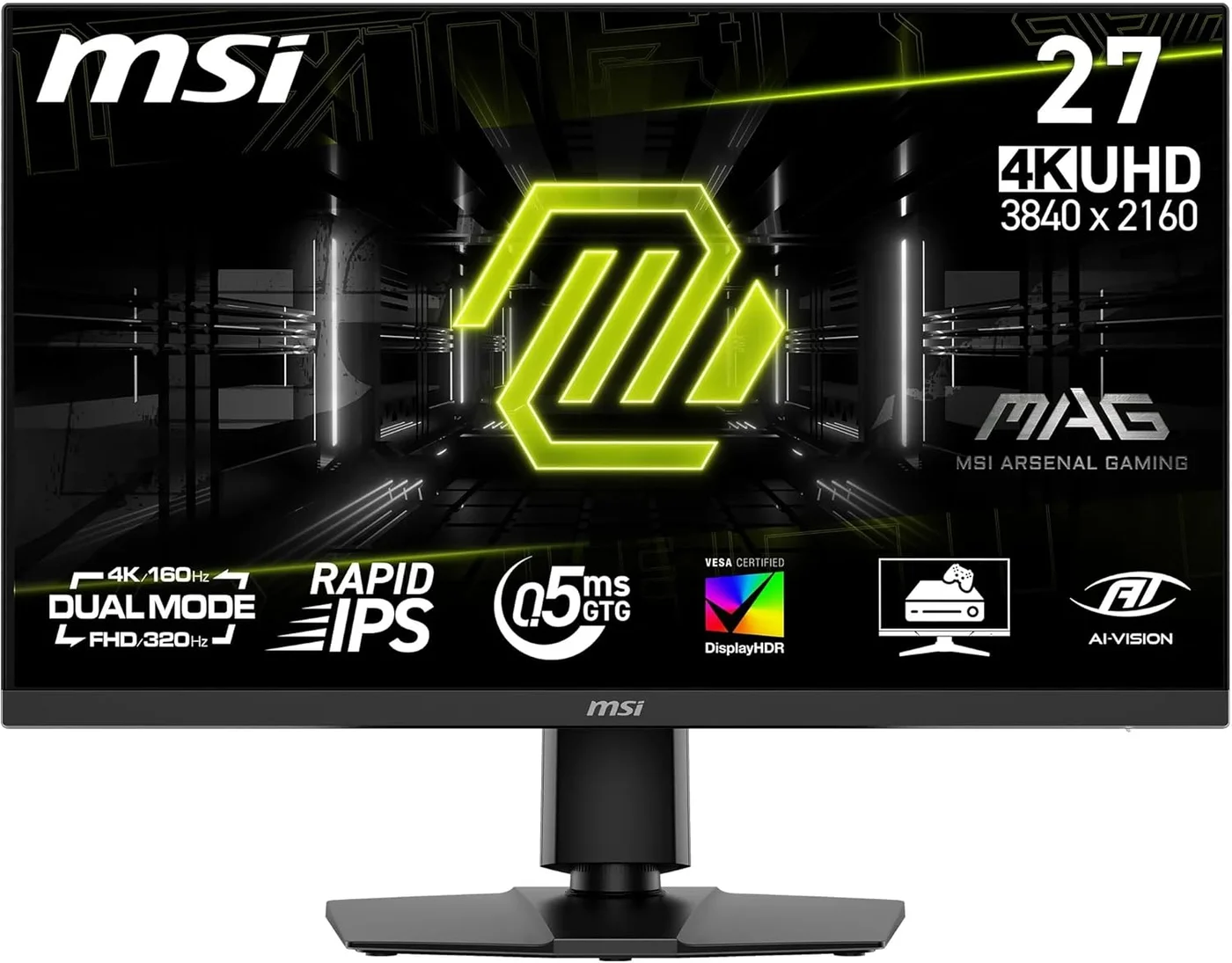 Premium 27-Inch UHD Gaming Monitor Rapid IPS 4K Display with HDMI 2.1 and Adjustable Stand (Black, 27 Inch) yasxf